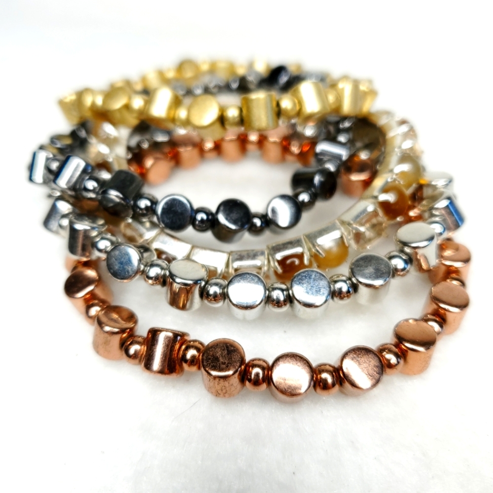 Set of Five Elastic Beaded Bracelets